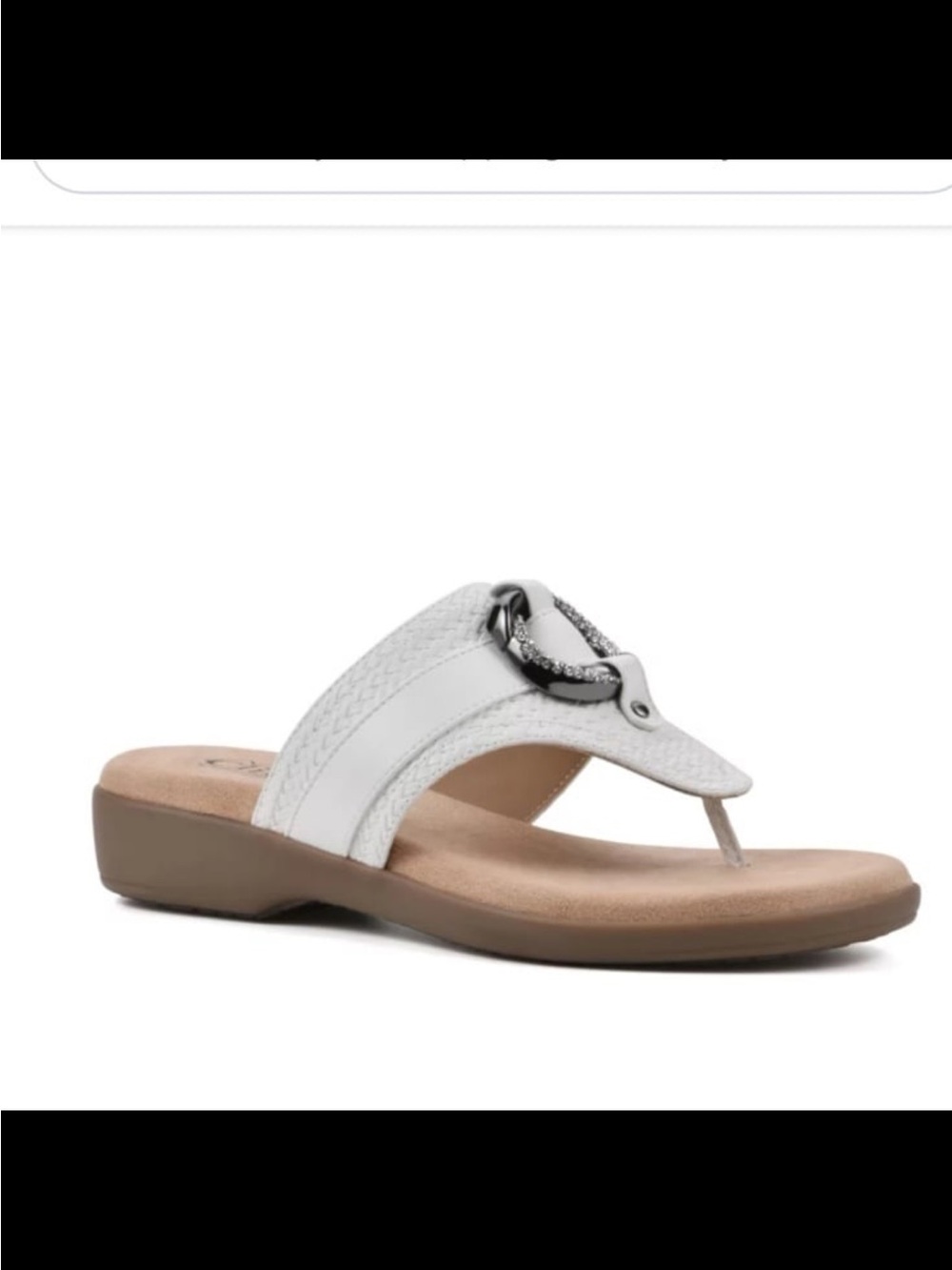 Macys White Leatherette Toe-Post Sandals with Decorative Ring Brand Cliff size 7 - Picture 10 of 13